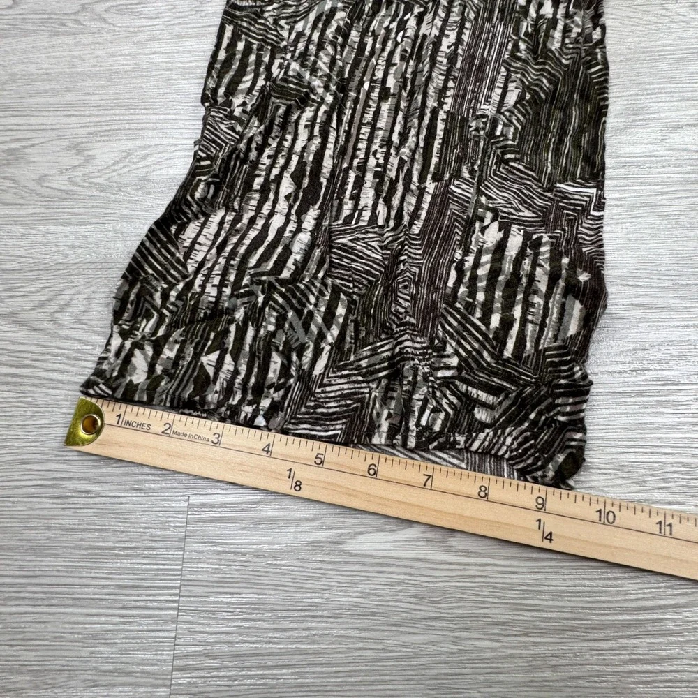 Chico's Women's Pants Brown White Abstract Print Elastic‎ Waist Rayon Size 2